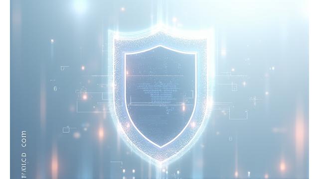 Um escudo digital abstrato protegendo dados com elementos visuais de água e gráficos de dados.